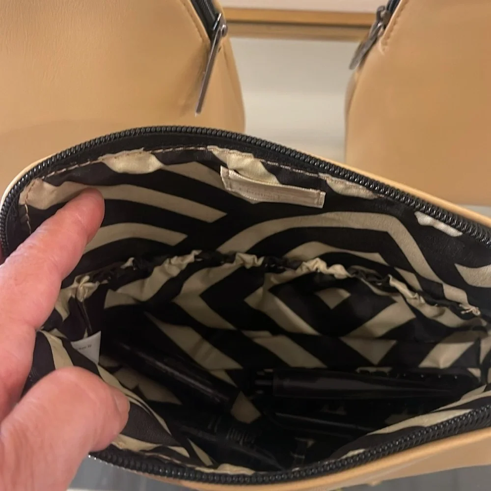 Christian Lacroix Beige leather Cosmetic Bag Trio
